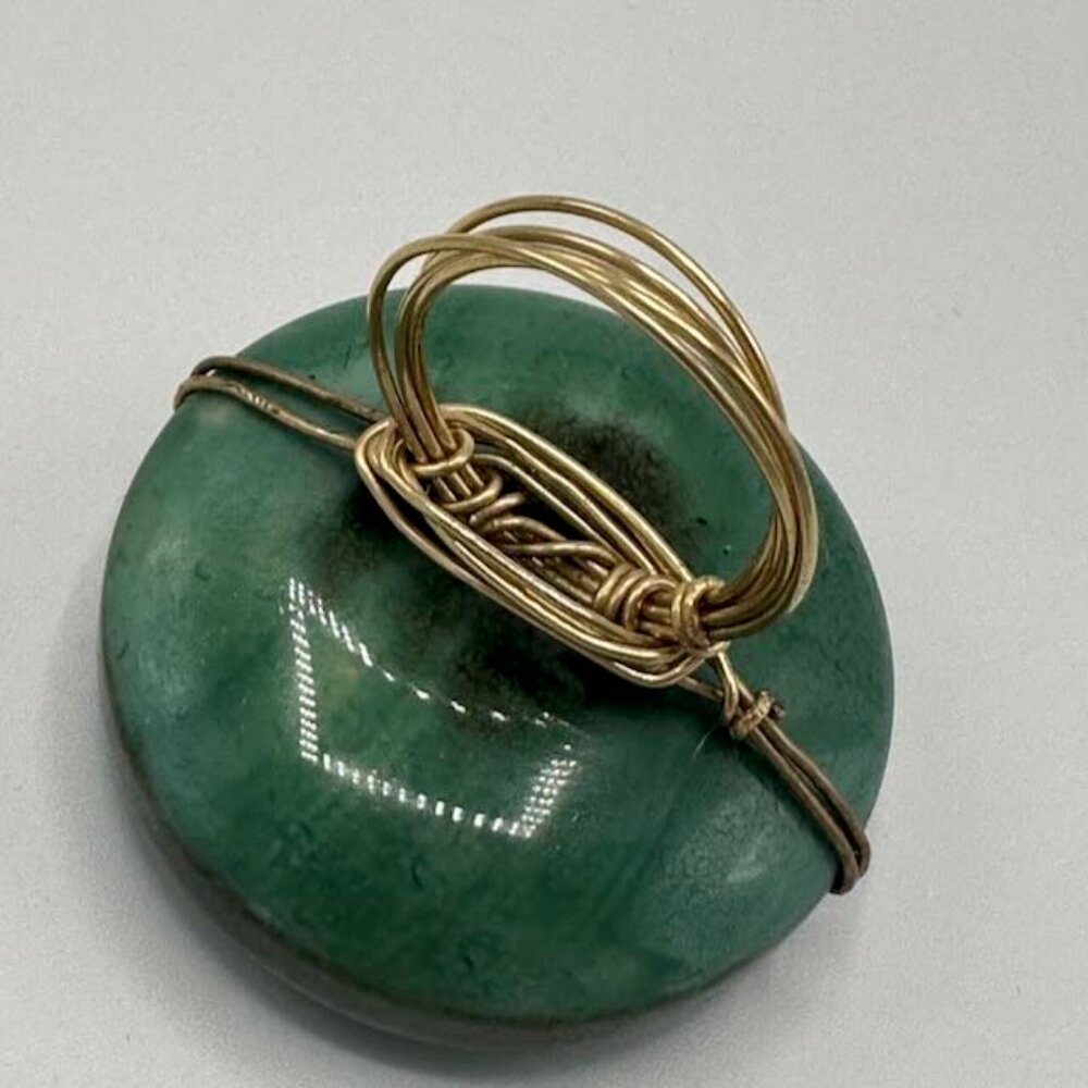 Massive Round Ceramic Green Statement Ring - image 5